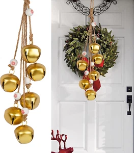 Christmas Bells Set of 6 Huge Jingle Bells with Snowflake Beads Cow Bells Christ - Picture 1 of 7
