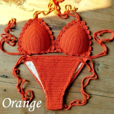 Moda Conjunto de Bikini Ganchillo a Mano Para Mujer Sexy Playa Traje de Baño Tankini Bohemio Foto 1 de 4