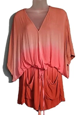 Mameluco Kimono Fluido Boho Rayón Gradiente Ombré Rosas Salmón Mujer Talla M OH05 Foto 1 de 4