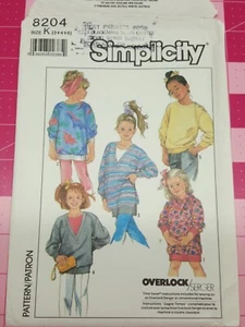 Vintage Simplicity Pattern 8204 Girls Stretch Banded Tops Shirts Sizes 3 4 5 FF - Picture 1 of 3