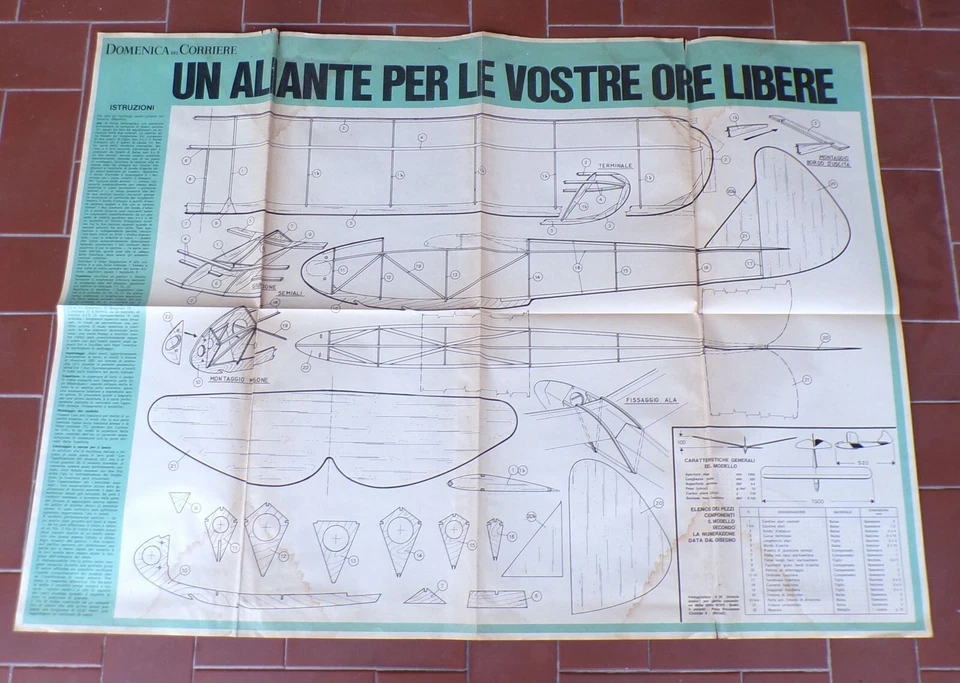 Piano di costruzione UN ALIANTE PER LE VOSTRE ORE LIBERE Domenica del Corriere - Immagine 1 di 2