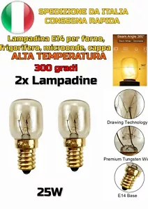 2x lampada lampadina E14 per forno frigo cappa frigorifero 25W a luce calda - Foto 1 di 9
