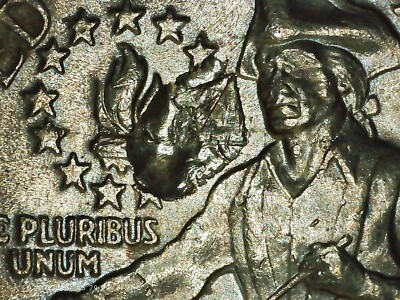 1776 1976 Bicentennial Quarter Die Clash, Chip on Drummers Eye & Flame Errors XF - Image 1 of 4