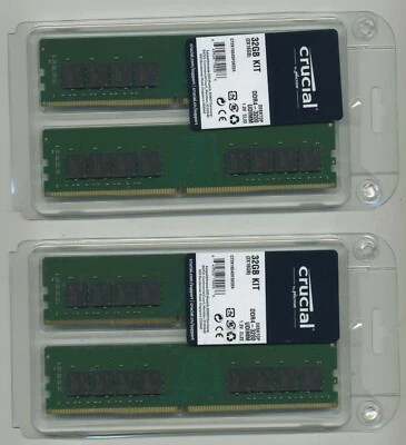 Crucial 64GB 4x16GB DDR4-3200 PC4-25600 Desktop Memory CT16G4DFD832A - Image 1 of 4