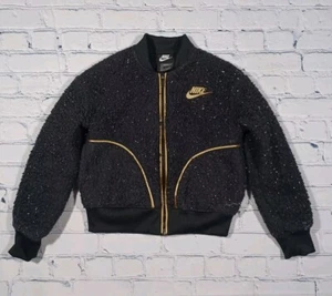 Nike Jacket Girls Small Black Rose Gold Full-Zip Sherpa CU8567-010 - Picture 1 of 4