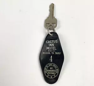 Cactus Inn Motel Room Key Route 66 Fob & Key Mclean Texas #4 Cowboy - Picture 1 of 7
