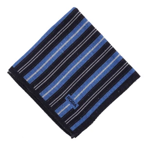 NWT RODA Blue and Black Stripe Print Wool-Silk Pocket Square - Picture 1 of 3