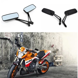 Black Motorcycle Rearview Side Mirrors For Yamaha Honda Shadow Suzuki 10mm - Picture 1 of 10