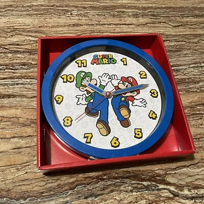 Nintendo Super Mario Luigi Kids Bedroom Home Decor Wall 10”Clock Analog Display - Image 1 of 4