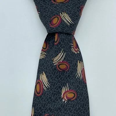 Corbata de Seda PACO RABANNE Para Hombre Geométrica 3.75" Negra Hecha en Italia Vintage Retro Foto 1 de 4