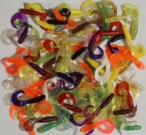100 - 2" Curly Tail Fishing Grubs Assortment - Plastic Panfish Bait! - Picture 1 of 5