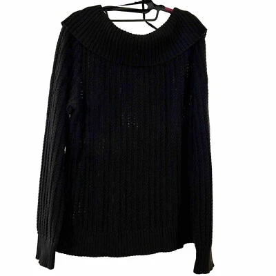 Suéter tejido grueso cuello capucha invierno cálido American Living, negro, XL Foto 1 de 4