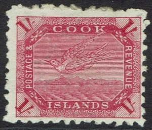 COOK ISLANDS 1902 BIRD 1/- WMK STAR NZ SG W43 UPRIGHT PERF 11 - Picture 1 of 2