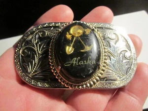 VINTAGE ALASKA AND GOLD DIGGING THEME BELT BUCKLE - GW-6 - Picture 1 of 3