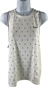 Nike Women’s White Star Print Dri-Fit Mesh Back Tank Top - L - Picture 1 of 4