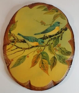 Blue Bird Art Wooden Plaque Vintage Handmade - Picture 1 of 4
