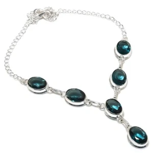 London Blue Topaz Gemstone 925 Sterling Silver Jwelery Necklace Sz 18'' - Picture 1 of 1