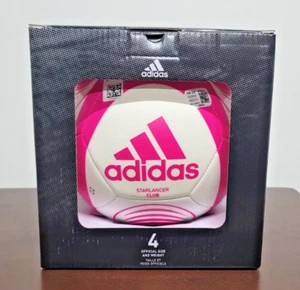 New Adidas Unisex-Adult Starlancer Club Soccer Ball, White/Pink Size 4 - Picture 1 of 4