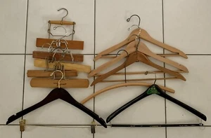 Vintage Wooden Hangers 13 Variety Lot For Suits Pants Coats 1 B&B Philadelphia - Picture 1 of 9