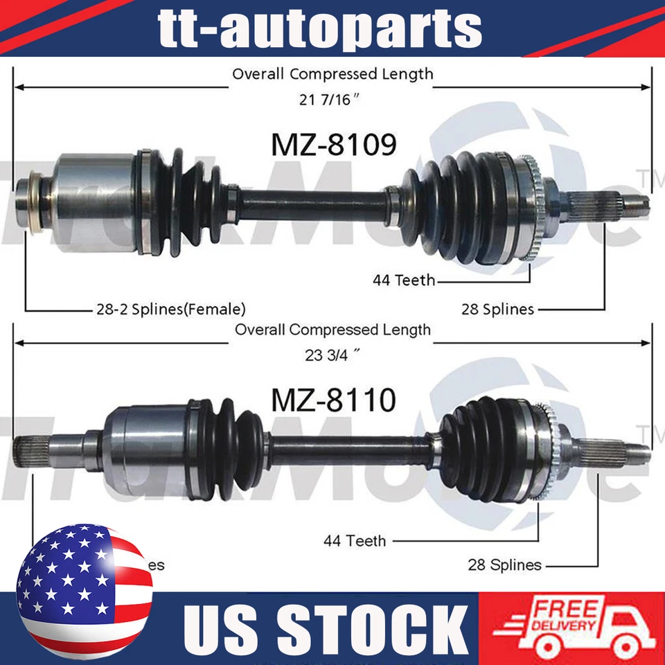 Se adapta a Mazda MPV FWD 2002 2003 Par de ejes delanteros CV conjunto SurTrack Foto 1 de 4