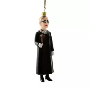 ORNAMENTO ÁRBOL DE NAVIDAD RUTH BADER GINSBURG 5,5" Vidrio Juez de la Corte Suprema de los Estados Unidos - Imagen 1 de 5