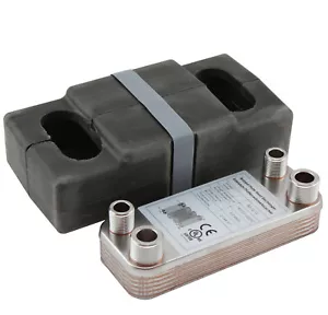 Plattenwärmetauscher + Isolation B3-12-12 mit 2x1/2 & 2x3/4 Zoll Anschl. 25kW - Bild 1 von 7