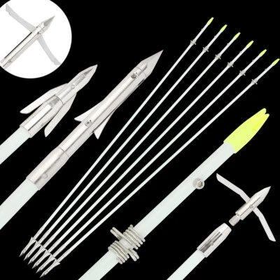 Archery BowFishing Arrows Blade Solid Fiberglass Fishing Broadheads Bow Hunting - Image 1 of 4
