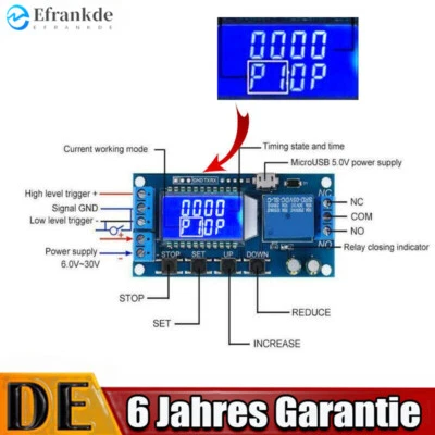 Zeitrelais Modul Verzögerungsrelais Delay Off Timer Relay 5V 12V 24V LCD Display - Bild 1 von 4