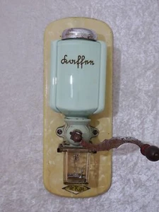 Antike Art Deco Design K&M Wandkaffeemühle - Korpus Mintgrün - Vintage um 1920 - Imagen 1 de 5