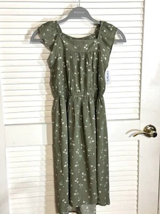 Carter's Green Floral Girls Dress Size 10 Midi High Low Cinched Waist NWT - Picture 1 of 12