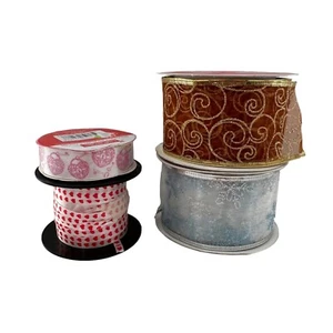 Assorted Wired Edge Holiday Ribbon Set Celebrate It & Darice - 100% Nylon a - Picture 1 of 12