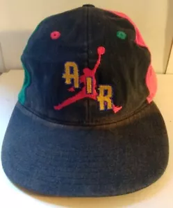 Rare Vintage Early 1990's Nike Air Jordan Black/Green/Red Cap w/Yellow Lettering - Picture 1 of 8