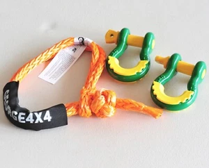 2 *Steel Shackle(Green)+1*Soft Shackle 4WD Recovery Kit 4X4 OFF ROAD Tow & Winch - Picture 1 of 9