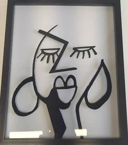 Kubistisches Art Deco gerahmtes Kunstwerk schwarz-weiß - Bild 1 von 7