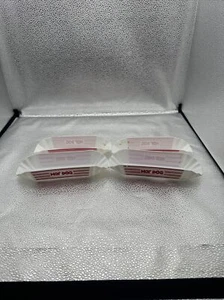 Menge 4 Easy Pack Kunststoff weiß rot Hot Dog Halter Set für Picknicks im Freien - Bild 1 von 4