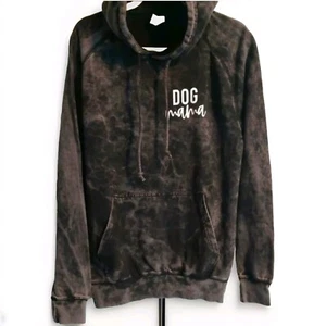 Dog Mama Tie- Dye Hoodie Hooded SWEATSHIRT BLACK NEW MEDIUM Dogs Puppies Love - Picture 1 of 5
