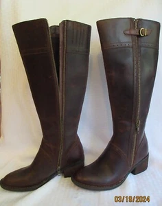 Børn Brown Leather Double-Zip Knee-High RIDING BOOTS Womens Size 6M - Picture 1 of 19