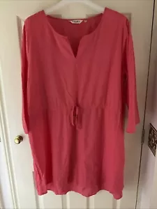 Seasalt 'Bedruthan Tunic' Drawstring Waist - Coral - UK 18 Pre Owned - Picture 1 of 24