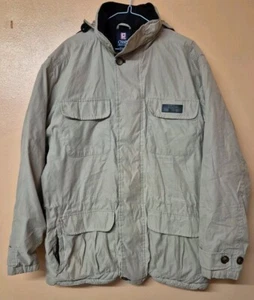 Chaps Ralph Lauren Coat Jacket Stone Full Zip Button Packable Hood Size Large - Picture 1 of 12