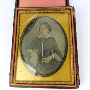 3x Fotografie DAGUERROTYPIE, Damen Bilder, PORTRAITS, Reise-Etui, um 1840-1850 - Bild 1 von 6