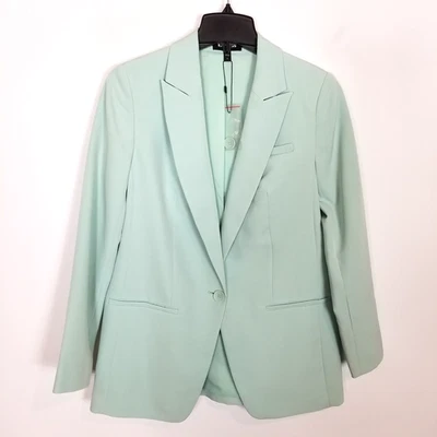 Chaqueta Blazer Express Mujer Un Botón Novio Talla S Verde Claro Oficina Preppy Foto 1 de 4