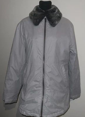 Винтажный Y2K Outbrook женщин серый Куртка Пальто отделки искусственного меха с подкладкой - Изображение 1 из 4