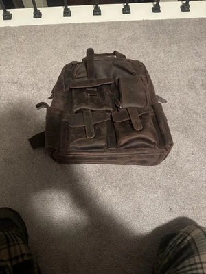 Mochila de couro genuíno unissex bolsa de viagem - Imagem 1 de 4
