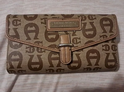 Cartera/cartera de mano y soporte a cuadros Etienne Aigner vintage marrón para mujer **LEER** Foto 1 de 4