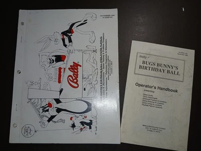 Bally BUGS BUNNY Original Pinball Manual w/ Schematics + Operator's Handbook - Image 1 of 4