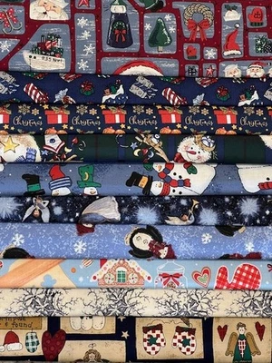 Lote de tela acolchada - Navidad vacaciones invierno, 10 cuartos de grasa + 1 GRATIS! Foto 1 de 4