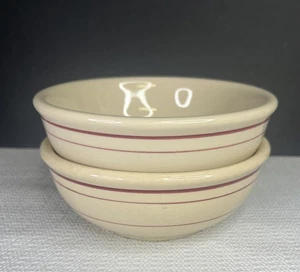Sterling China Restaurant Ware Desert Tan Red Stripes Liverpool OH 2er Set Schüssel - Bild 1 von 9