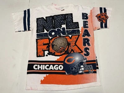 Camiseta De Colección 1996 NFL On Fox Chicago Bears Estampado Completo Para Hombre L AOP Fútbol Foto 1 de 4
