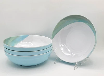 4-Nautica Home Melamina Lrg 8" Cuencos de Cereal/Azul-Espuma de Mar Verde y Blanco/Plástico (A) Foto 1 de 4