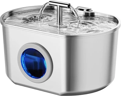 Fuente de agua para gatos de acero inoxidable, fuente para mascotas para gatos... Foto 1 de 4